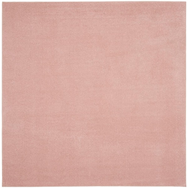 Nourison Essentials 5 ft. x 5 ft. Pink Square Solid Contemporary Indoor/Outdoor Patio Area Rug