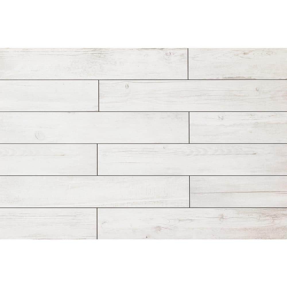 Thicket 4" x 24" White Natural Porcelain Plank Tile
