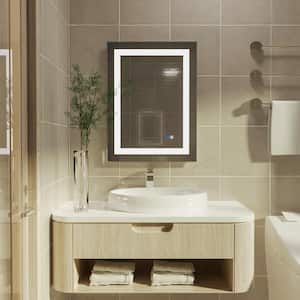 24 in. x 32 in. Rectangular Aluminum Framed Wall Mount Slim LED Light Bathroom Vanity Mirror in Brushed Nickel