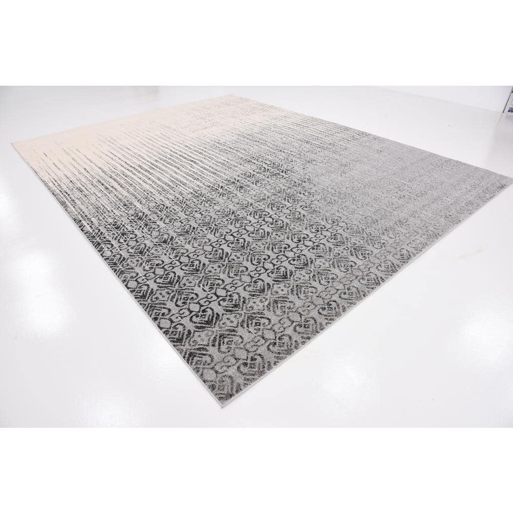 Gray Geometric Tufted Rectangular Washable Rug, 10'x13'