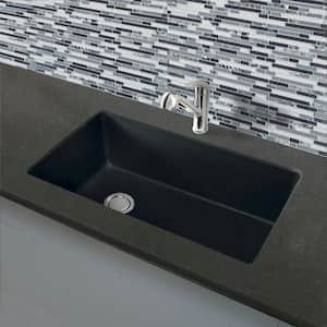 Radius Undermount Granite 32 in. Single Bowl Kitchen Sink in Black