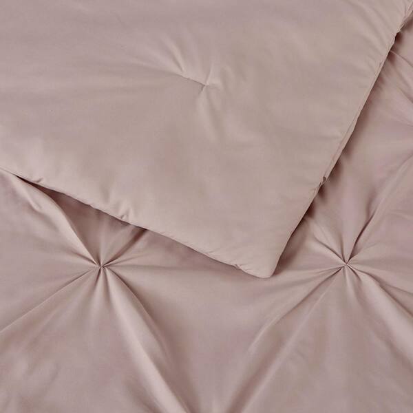 StyleWell Celina 3-Piece Dusty Mauve Pinched Pleat King Comforter Set