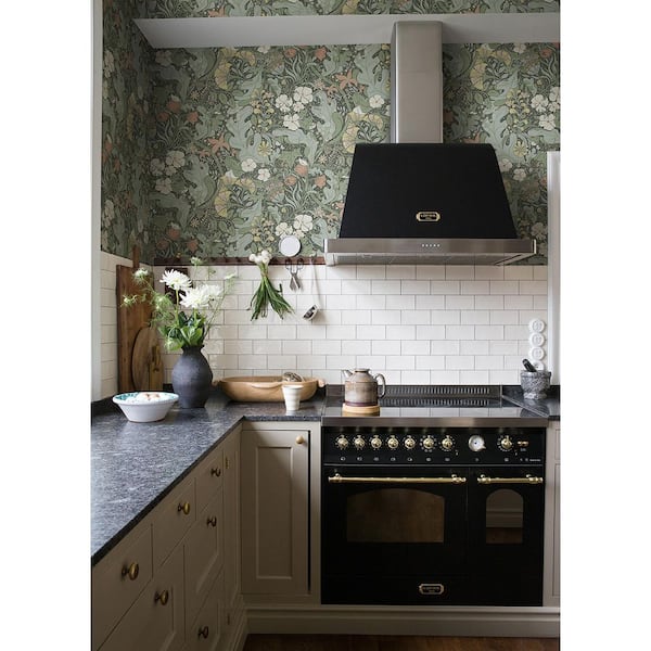 Elise Green Nouveau Gardens Wallpaper Sample
