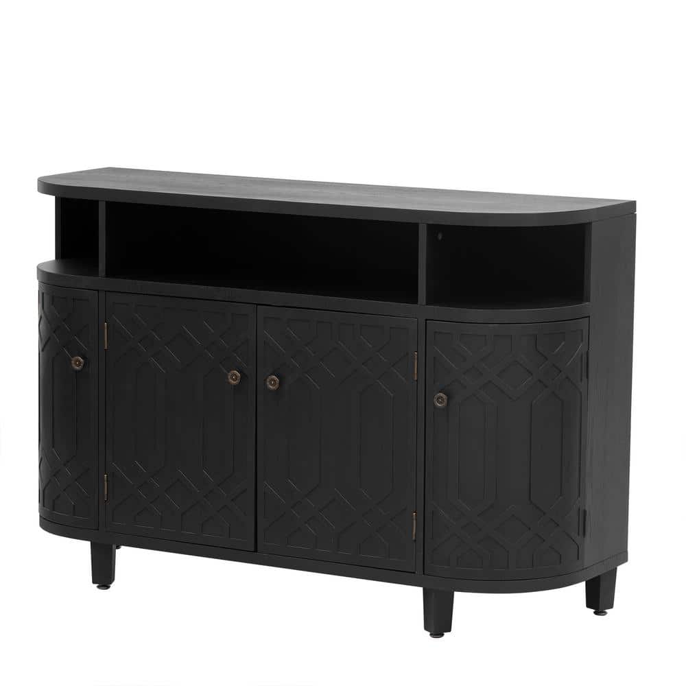 48.00 in. W x 15.70 in. D x 31.90 in. H Black Linen Cabinet with Three fir 