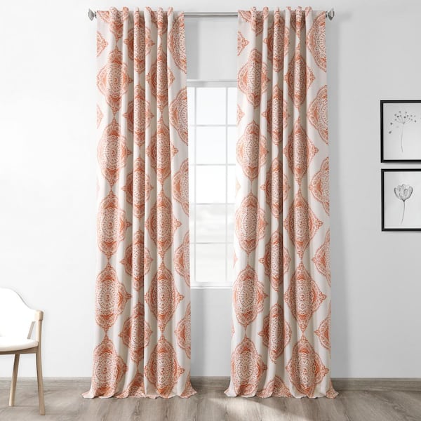 Exclusive Fabrics & Furnishings Henna Floral Room Darkening Curtain - 50 in. W x 84 in. L Rod Pocket with Back Tab Single Curtain Panel