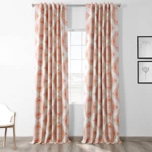 Henna Floral Room Darkening Curtain - 50 in. W x 96 in. L Rod Pocket with Back Tab Single Curtain Panel