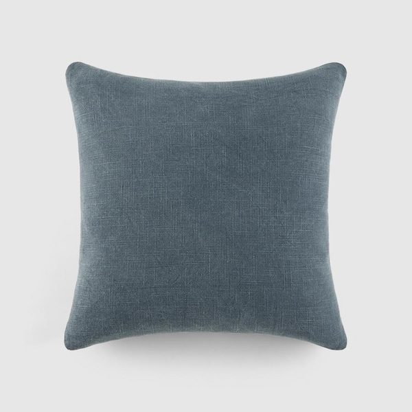 Becky Cameron Washed and Distressed Cotton 20 in. x 20 in. Decor Throw Pillow in Navy