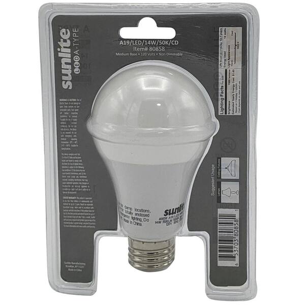 Sunlite A19/LED/10W/50K/220V LED A19 Household 10W (60W Equivalent) Medium  (E27) Base Light Bulb, 5000K, Super White