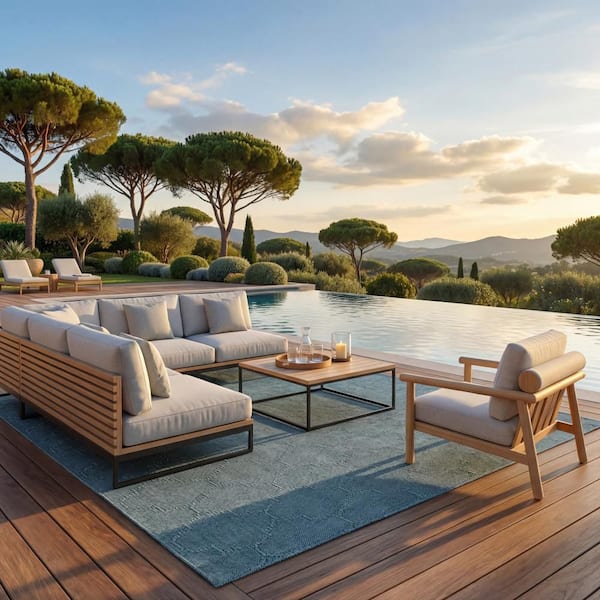 Elyara Trellis Aqua 8 ft. x 10 ft. Outdoor Area Rug