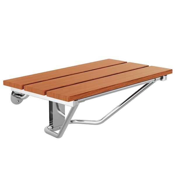 15-1/2 in. D x 24 in. W Wall Mount Walk In Shower Seat in Chrome