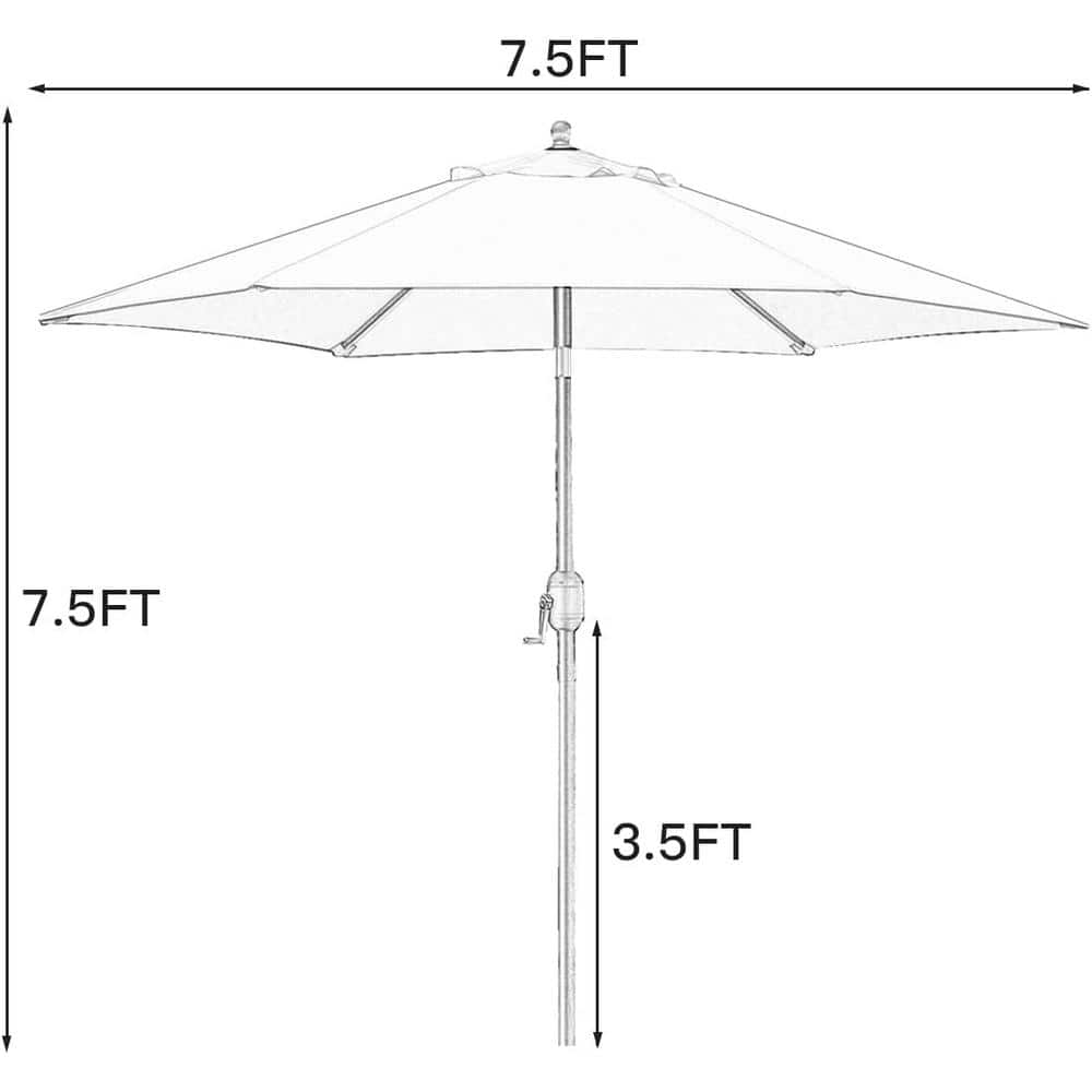 7.5 ft Grass Green Aluminum Market Patio Umbrella with Stand