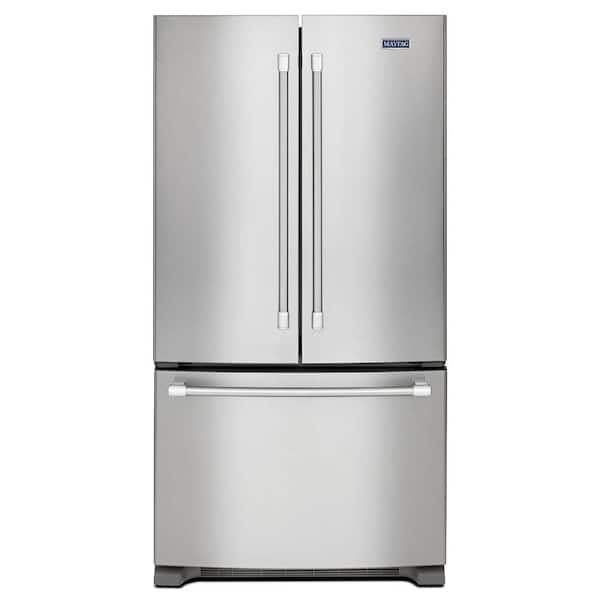 Maytag 33 in. W 22.1 cu. ft. French Door Refrigerator in Monochromatic Stainless Steel