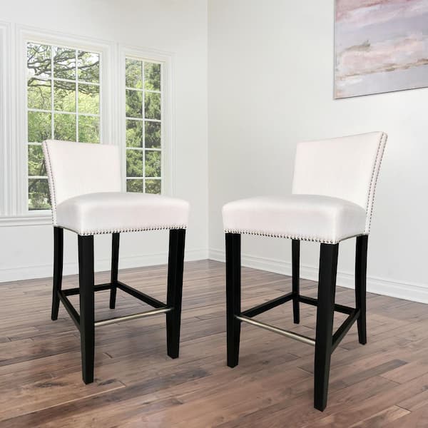 white linen bar stools