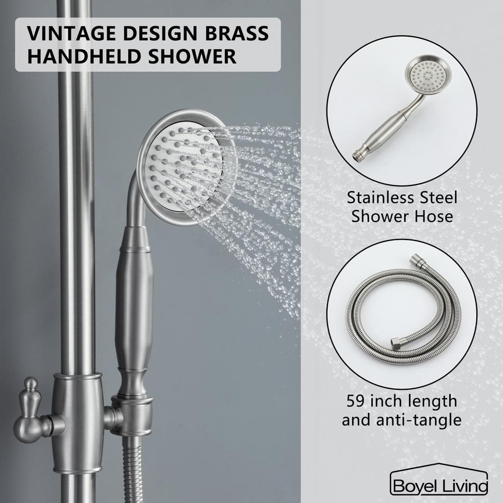 Brushed Nickel Dual Rain and Handheld Shower System