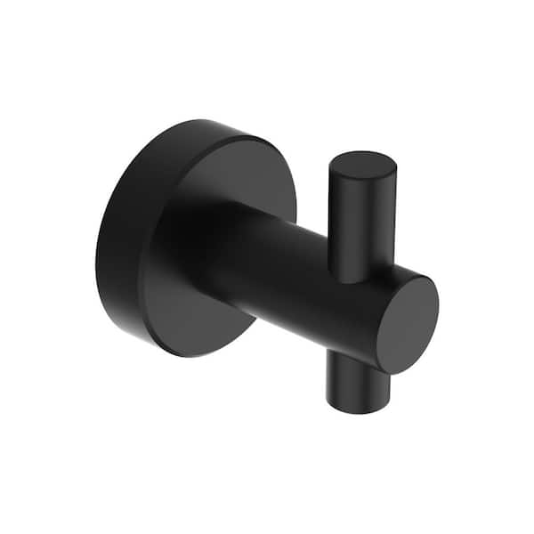 4 Pack Round Base Wall Mounted J-Hook Robe/Towel Hook in Matte Black