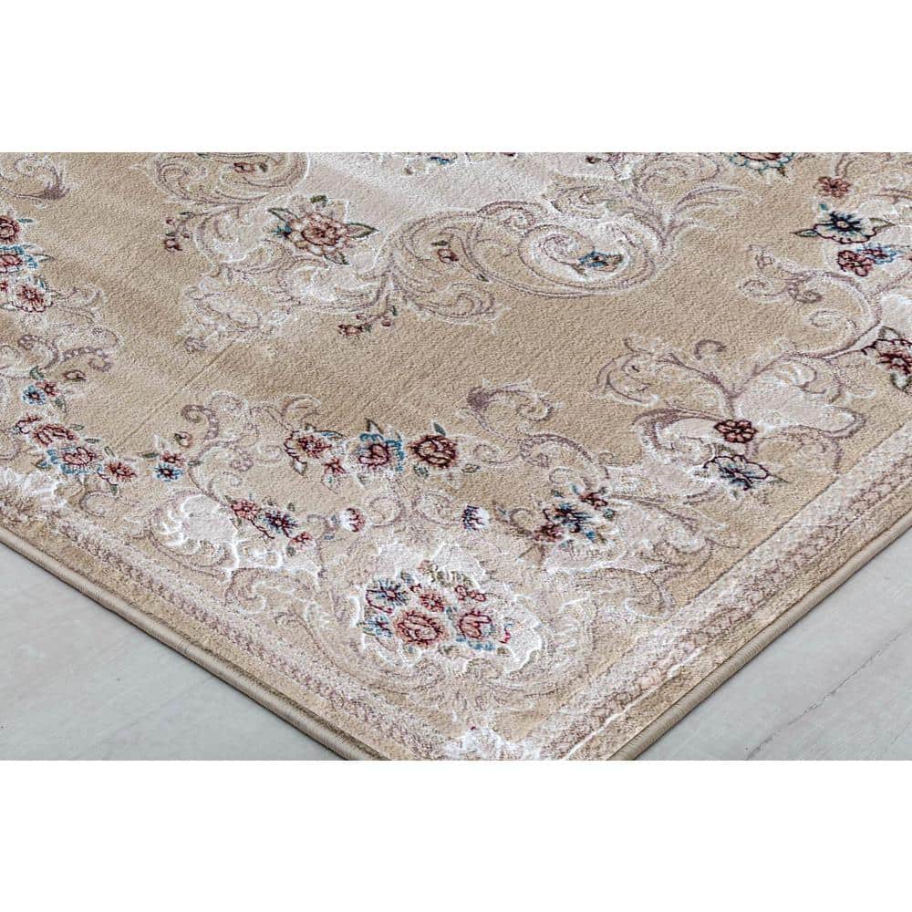 Reversible Round Blue Synthetic 60" Stain-Resistant Area Rug