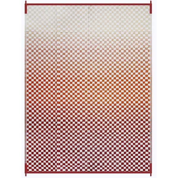 MOEPISY Waterproof 9 x 12 Outdoor Rug-Orange Red Gradient Geometric ...
