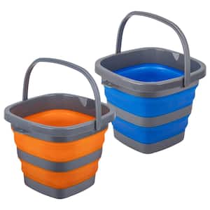 1.32 Gal. Foldable Plastic Bucket in Orange and Blue (2-Pack)
