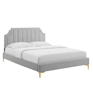 Sienna Performance Velvet Light Gray Full Platform Bed