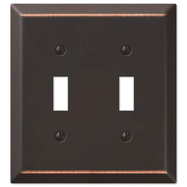 AMERELLE Metallic 2-Gang Aged Bronze Toggle Stamped Steel Wall Plate