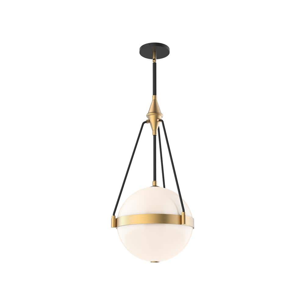 Harmony Brushed Gold and Glossy Opal Glass Globe Pendant Light