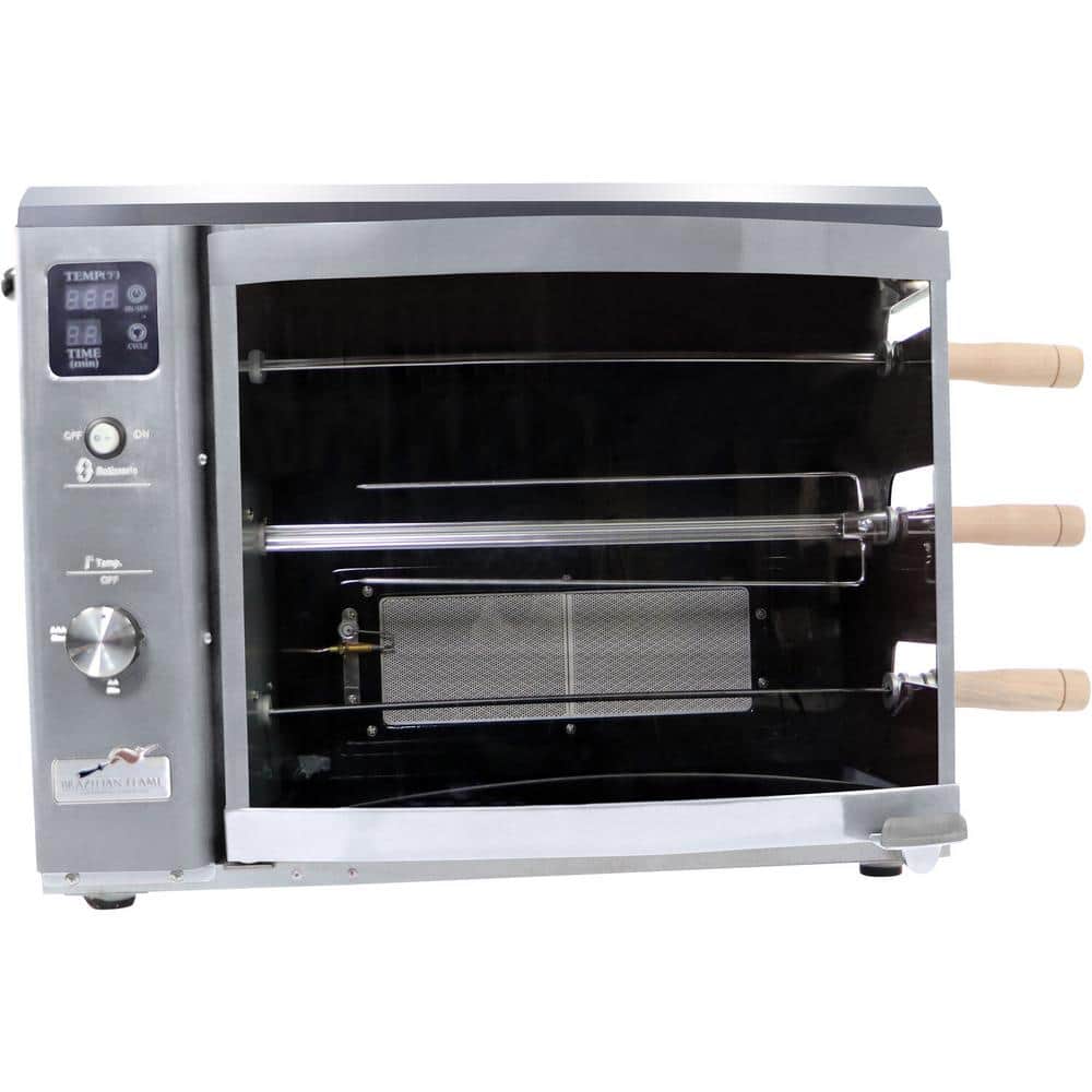 Silver Propane Gas Rotisserie Grill with Auto Rotating Skewers
