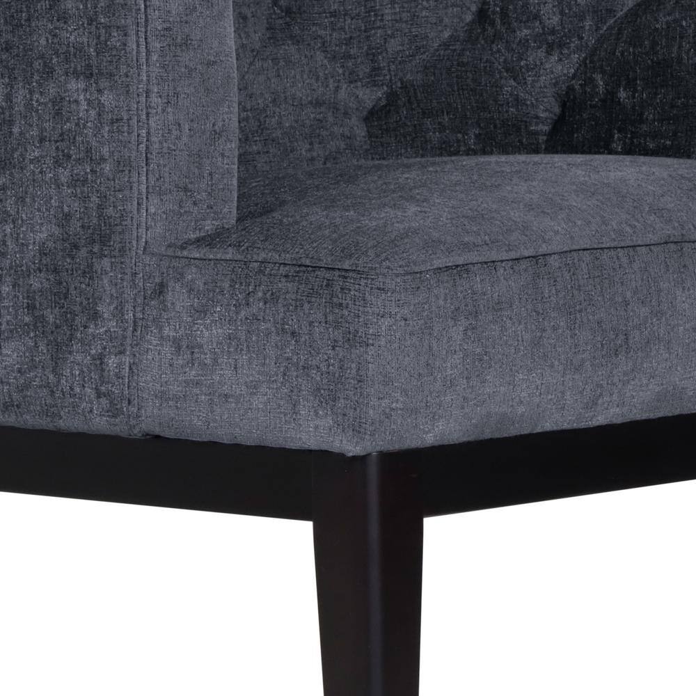 Charcoal and Dark Brown Faux Leather Barrel Accent Chair