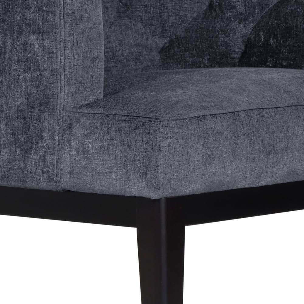 Charcoal and Dark Brown Tufted Faux Leather Barrel Accent Chair Set