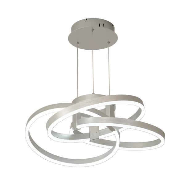 tåge Halvkreds Lil OUKANING 45-Watt 1-Light Integrated LED Sliver Modern Geometric Creative  Irregular Ring Design Chandelier with Remote JZUC639S99HCX - The Home Depot
