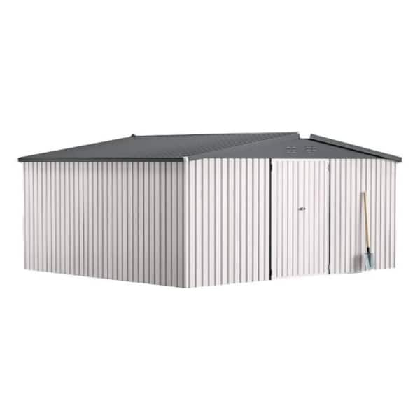 12 ft. W x 14 ft. D Metal Shed with Double Lockable Door in White (168 sq. ft. )