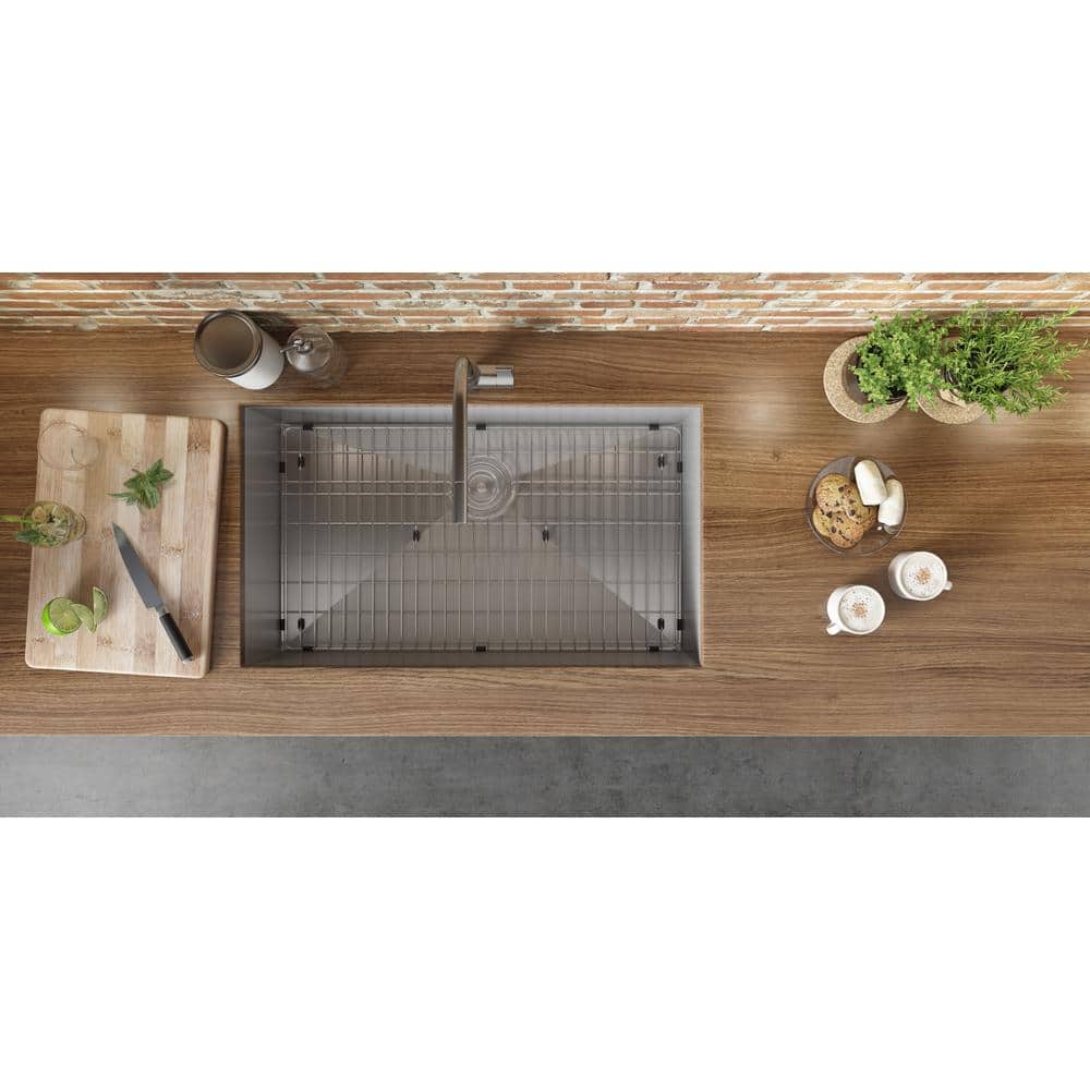 Sleek 34" Satin Finish Drop-in Single Bowl Stainless Steel Kitchen Sink