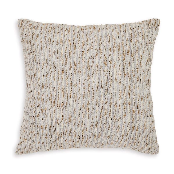 Benjara Lora Tan, Ivory, Gray and Gold Textured Stripe Polyester 20 in. X 5 in. Throw Pillow (Set of 4)