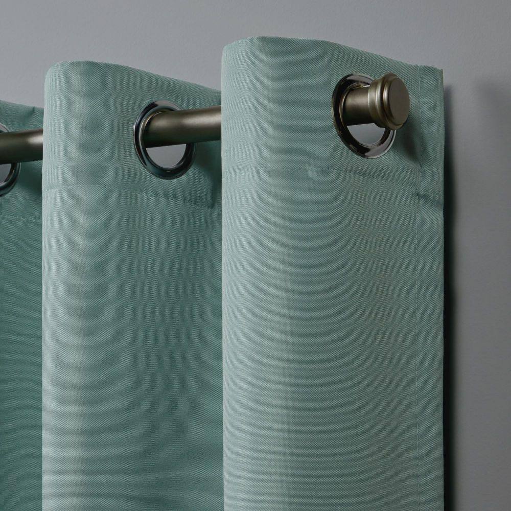 Spa Blue Polyester Light-Filtering Grommet Curtain Panels, Set of 2