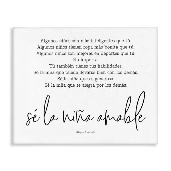 Stupell Industries Kind Girl Translation by Lettered and Lined Gallery Wrapped Unframed Typography Graphic Art Print 30 in. x 40 in.