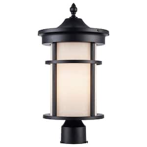 Avalon II 14.5 in. 1-Light Black Metal Hardwired Outdoor Weather Resistant Post Light Fixture with No Bulbs Included