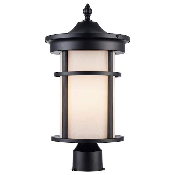 Bel Air Lighting Avalon II 14.5 in. 1-Light Black Metal Hardwired Outdoor Weather Resistant Post Light Fixture with No Bulbs Included
