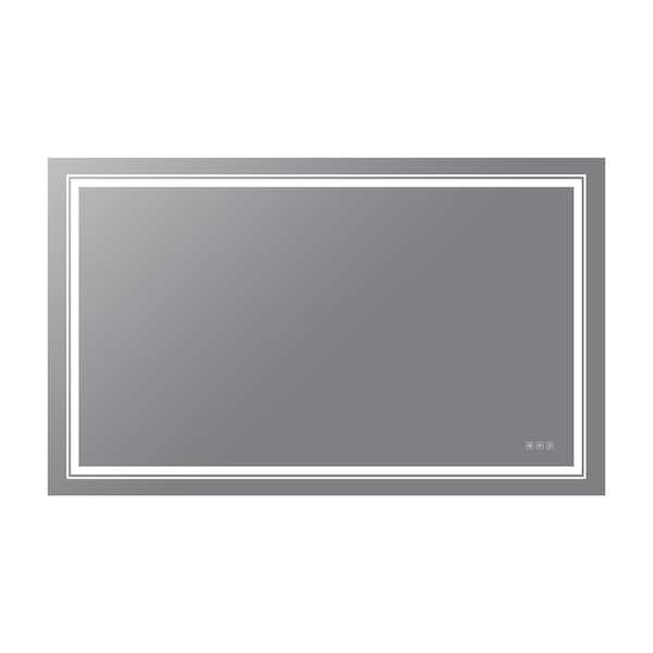Unbranded 60 in. W x 36 in. H Rectangular Frameless LED Anti-Fog Wall Mount Modern Decorative Bathroom Vanity Mirror