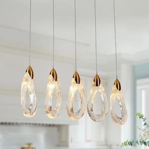 Eclinataric 5-Light Dimmable Integrated LED Plating Brass Chandelier with Resin Decorations