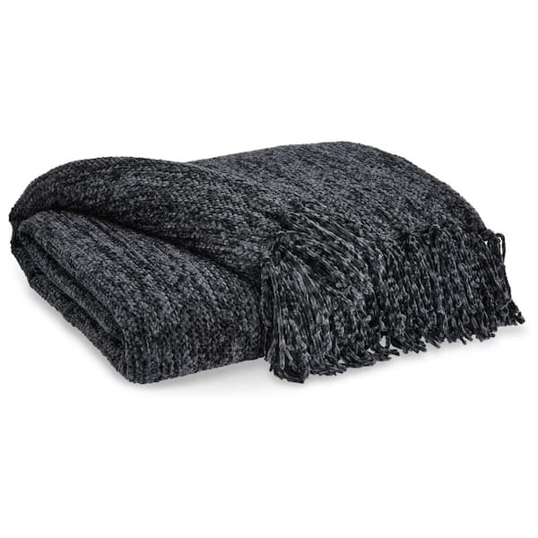 Tamish Black Polyester Throw