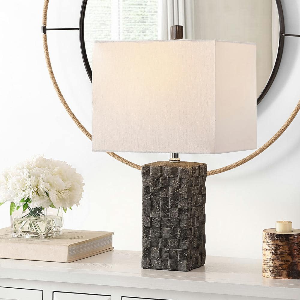 Jayden Dark Grey Ceramic Table Lamp Set with White Shades