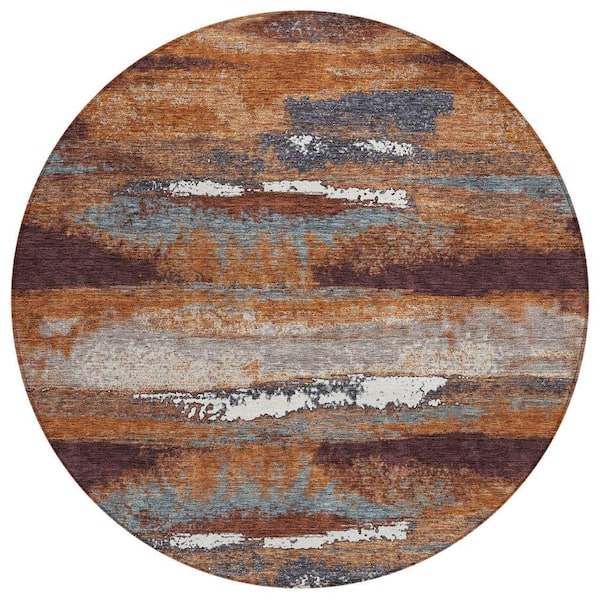 Chantille Machine Washable Indoor/Outdoor Abstract ACN942 Copper 8 ft. x 8 ft. Area Rug