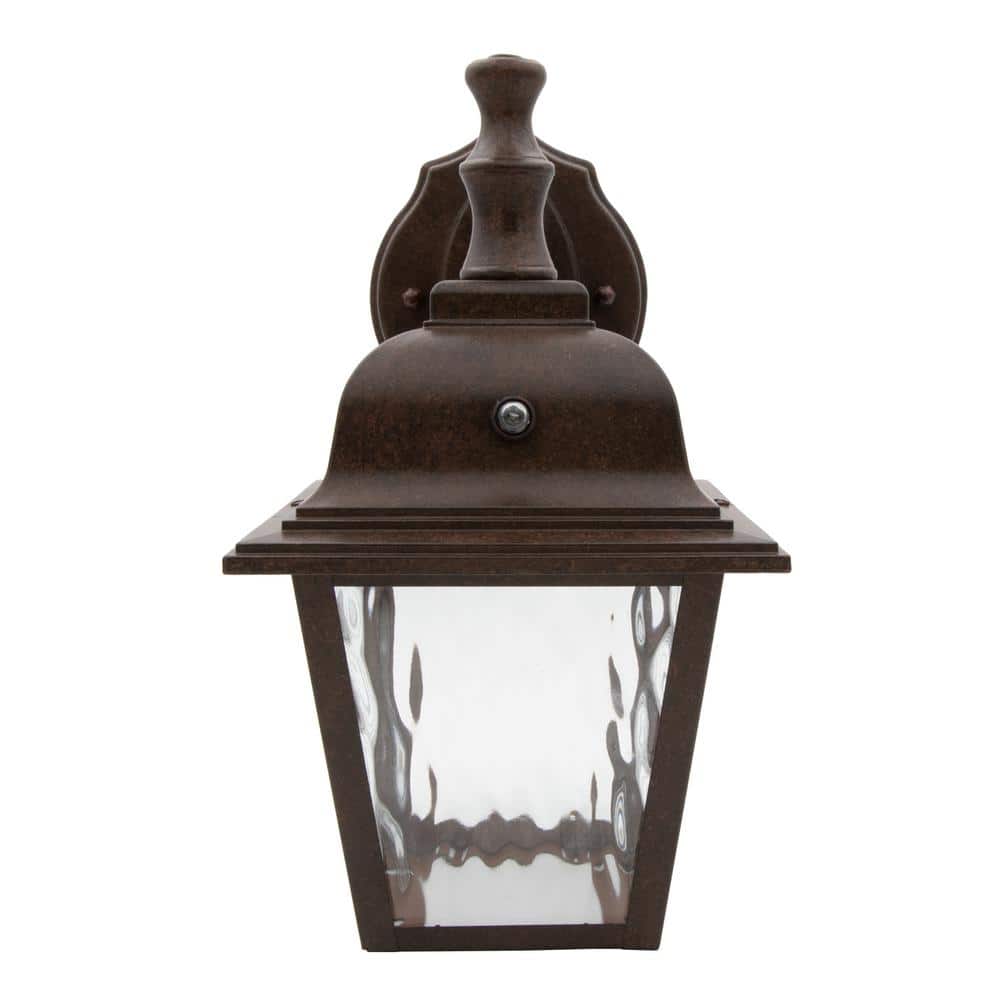 Aged Bronze Outdoor LED Lantern Sconce with Clear Glass