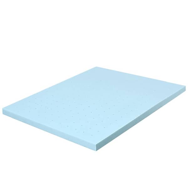 Costway Blue 4 in. Gel-Infused Memory Foam Mattress Topper Ventilated Bed Pad Full