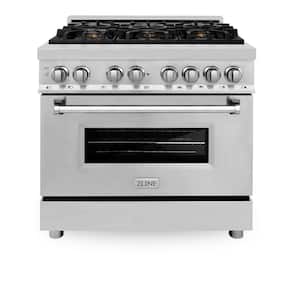 36 in. 6 Burner Dual Fuel Range with Brass Burners in Stainless Steel