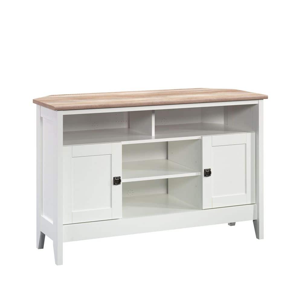 SAUDER August Hill 47.008 in. Soft White Corner TV Stand Fits TV's up ...