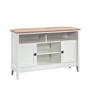 August Hill 47.008 in. Soft White Corner TV Stand Fits TV's up to 50 in. with Doors