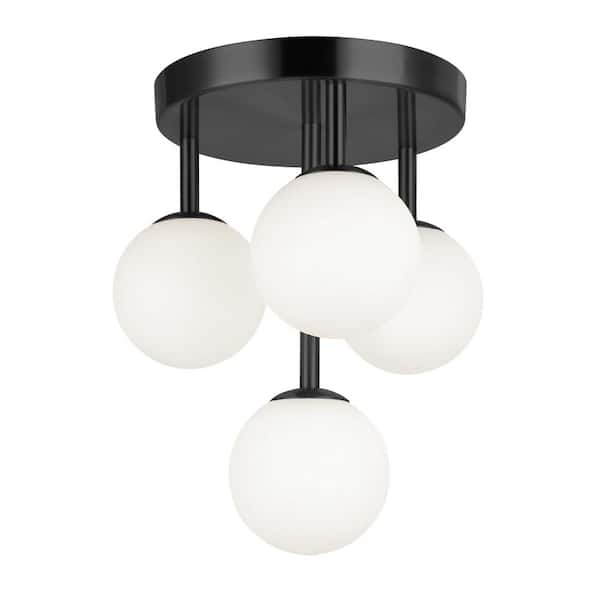 Dainolite Megallan 10.75 in. 4-Light Matte Black Flush Mount