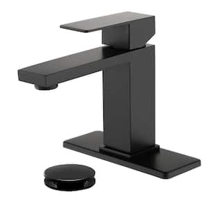 Single Handle Single Hole Bathroom Faucet in Matte Black