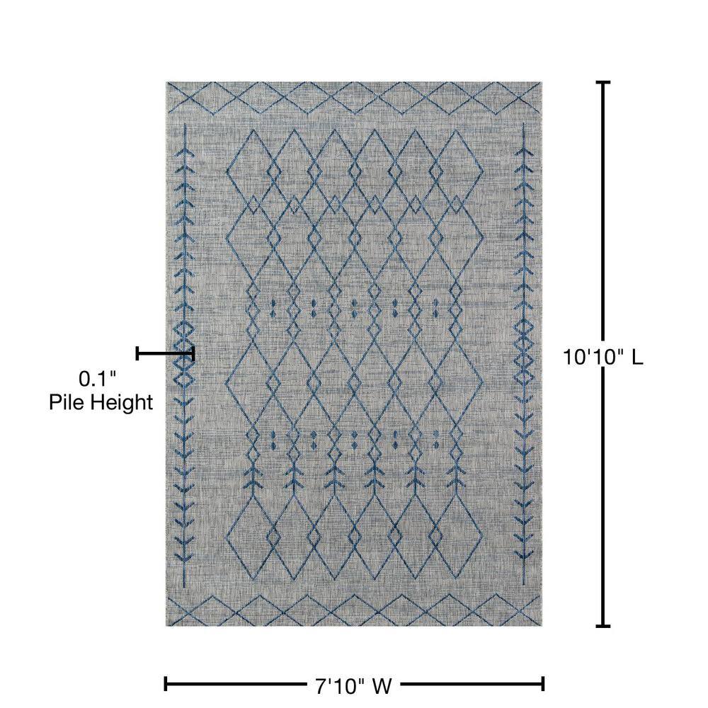 Villa Geometric Gray Synthetic 7'10" x 10'10" Area Rug