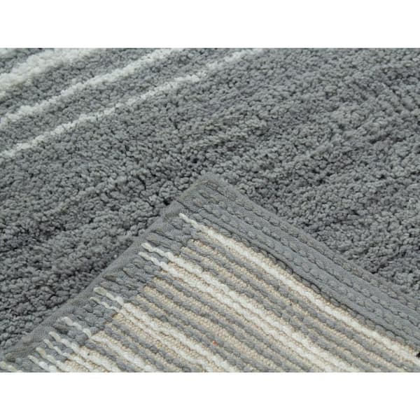 Home Weavers Inc Classy Bathmat Gray Cotton 2-Piece Bath Rug Set, Grey